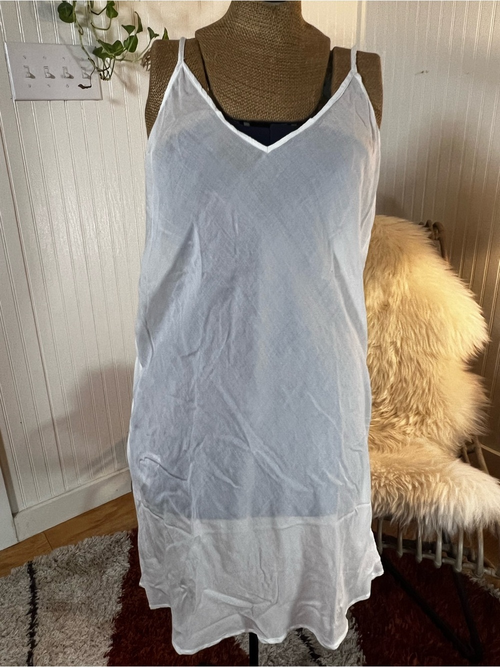 James Perse White Lightweight V-Neck Slip